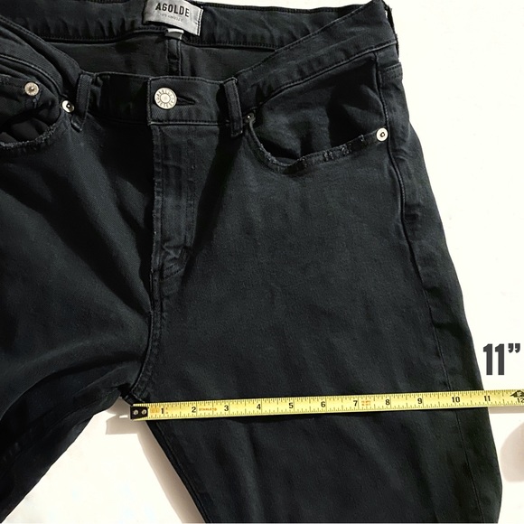 AGOLDE feral faded black dark gray Toni mid-rise straight leg frayed hem jeans - Picture 15 of 15